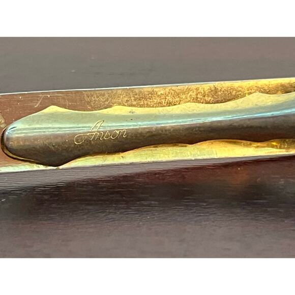 VTG Anson Tie Clip Gold Tone Checked Preppy Academia - Picture 5 of 6